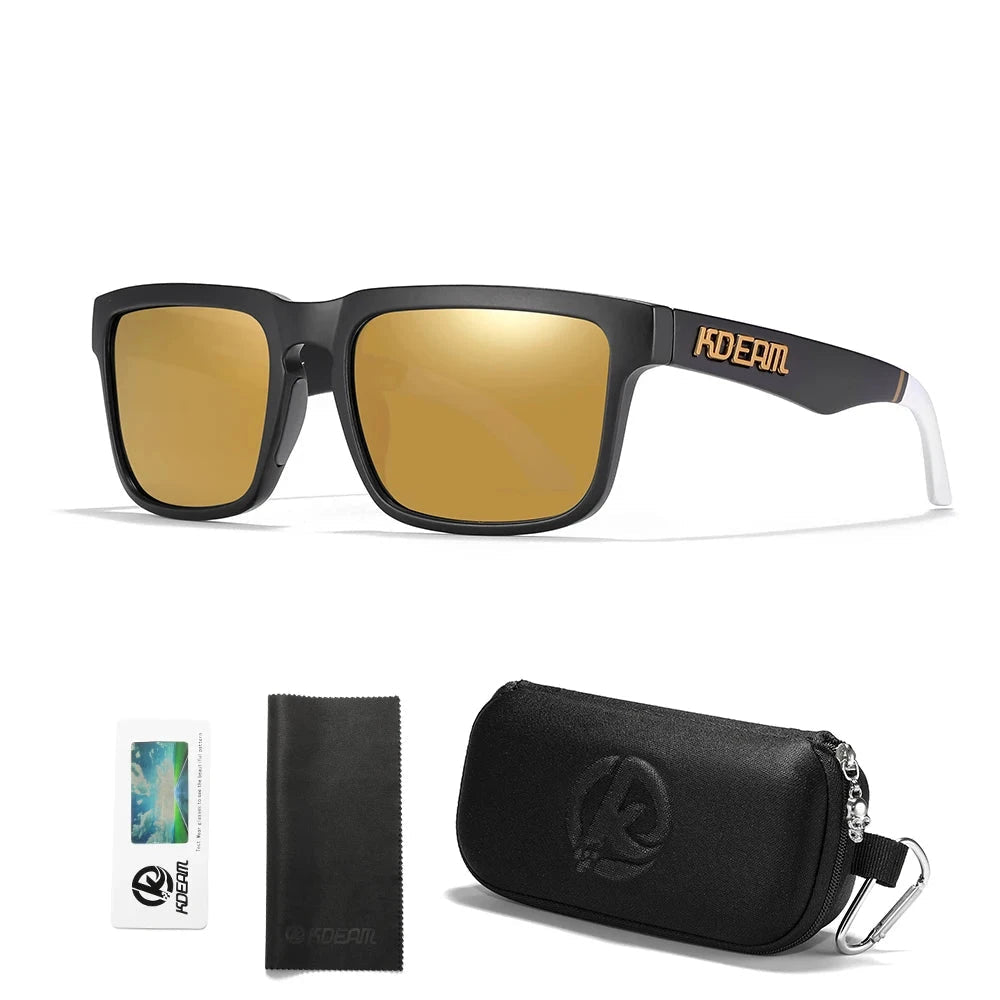 KDEAM Men's Polarized Sunglasses Square Casual Outdoors Sun Glasses Women Unisex Sunglass For Couple With Zipper Case Blue Wolf Store C29 mirrored gold