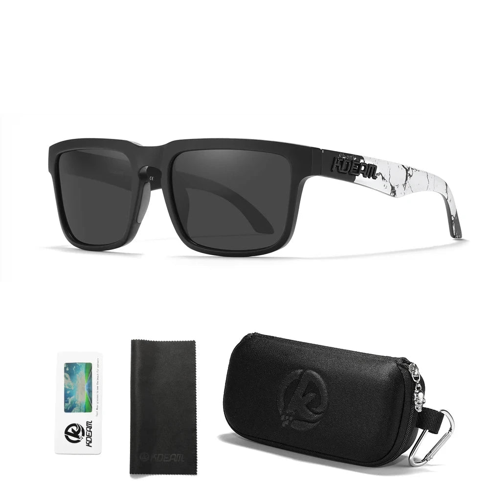 KDEAM Men's Polarized Sunglasses Square Casual Outdoors Sun Glasses Women Unisex Sunglass For Couple With Zipper Case Blue Wolf Store C30