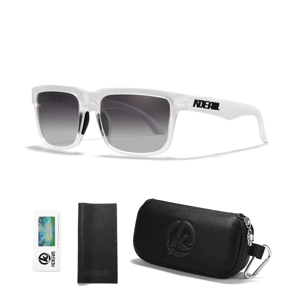KDEAM Men's Polarized Sunglasses Square Casual Outdoors Sun Glasses Women Unisex Sunglass For Couple With Zipper Case Blue Wolf Store C32 gradient gray
