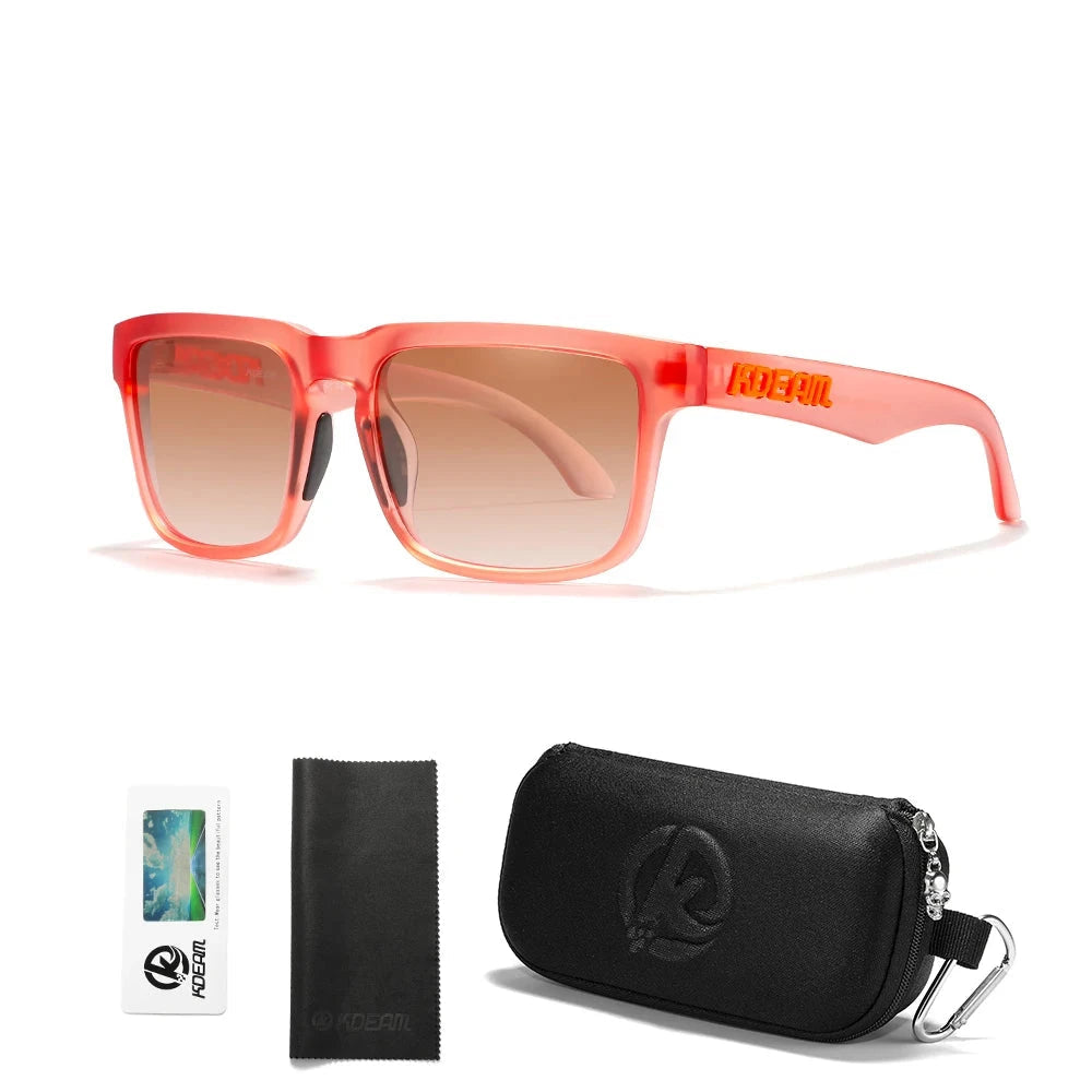 KDEAM Men's Polarized Sunglasses Square Casual Outdoors Sun Glasses Women Unisex Sunglass For Couple With Zipper Case Blue Wolf Store C35 gradient brown