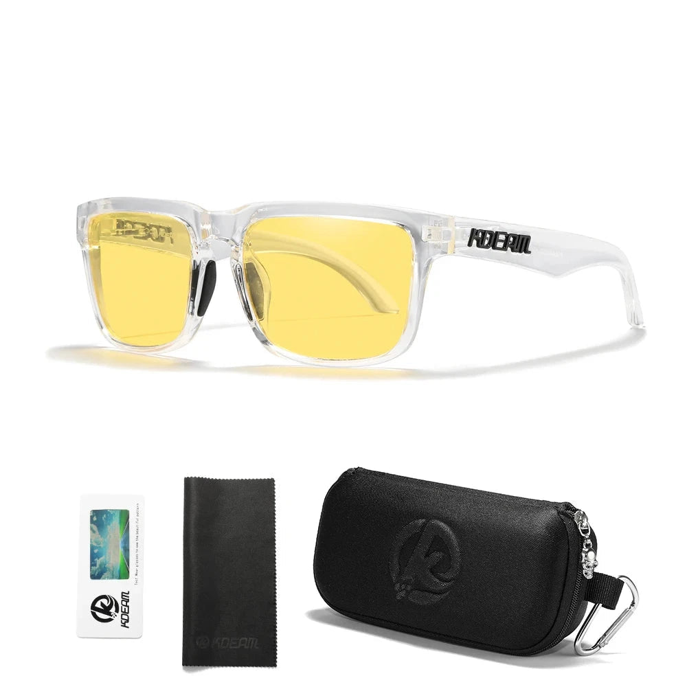 KDEAM Men's Polarized Sunglasses Square Casual Outdoors Sun Glasses Women Unisex Sunglass For Couple With Zipper Case Blue Wolf Store C36 night vision