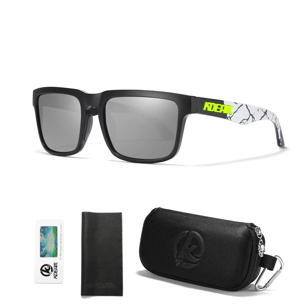 KDEAM Men's Polarized Sunglasses Square Casual Outdoors Sun Glasses Women Unisex Sunglass For Couple With Zipper Case Blue Wolf Store C37 mirror silver