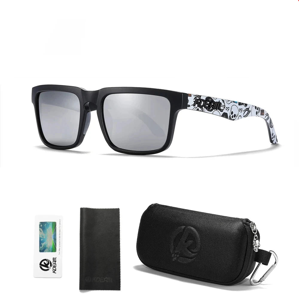 KDEAM Men's Polarized Sunglasses Square Casual Outdoors Sun Glasses Women Unisex Sunglass For Couple With Zipper Case Blue Wolf Store C4 mirrored silver