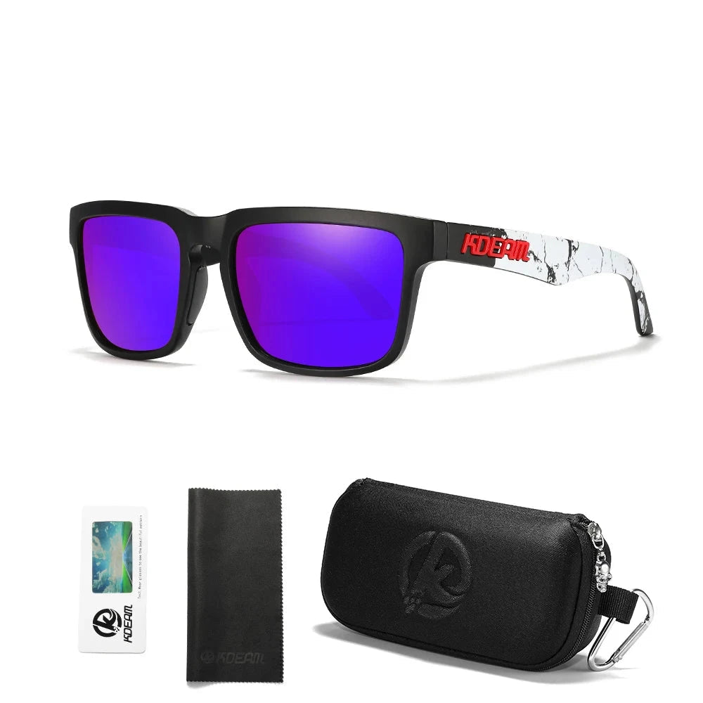 KDEAM Men's Polarized Sunglasses Square Casual Outdoors Sun Glasses Women Unisex Sunglass For Couple With Zipper Case Blue Wolf Store C40 Mirror blue