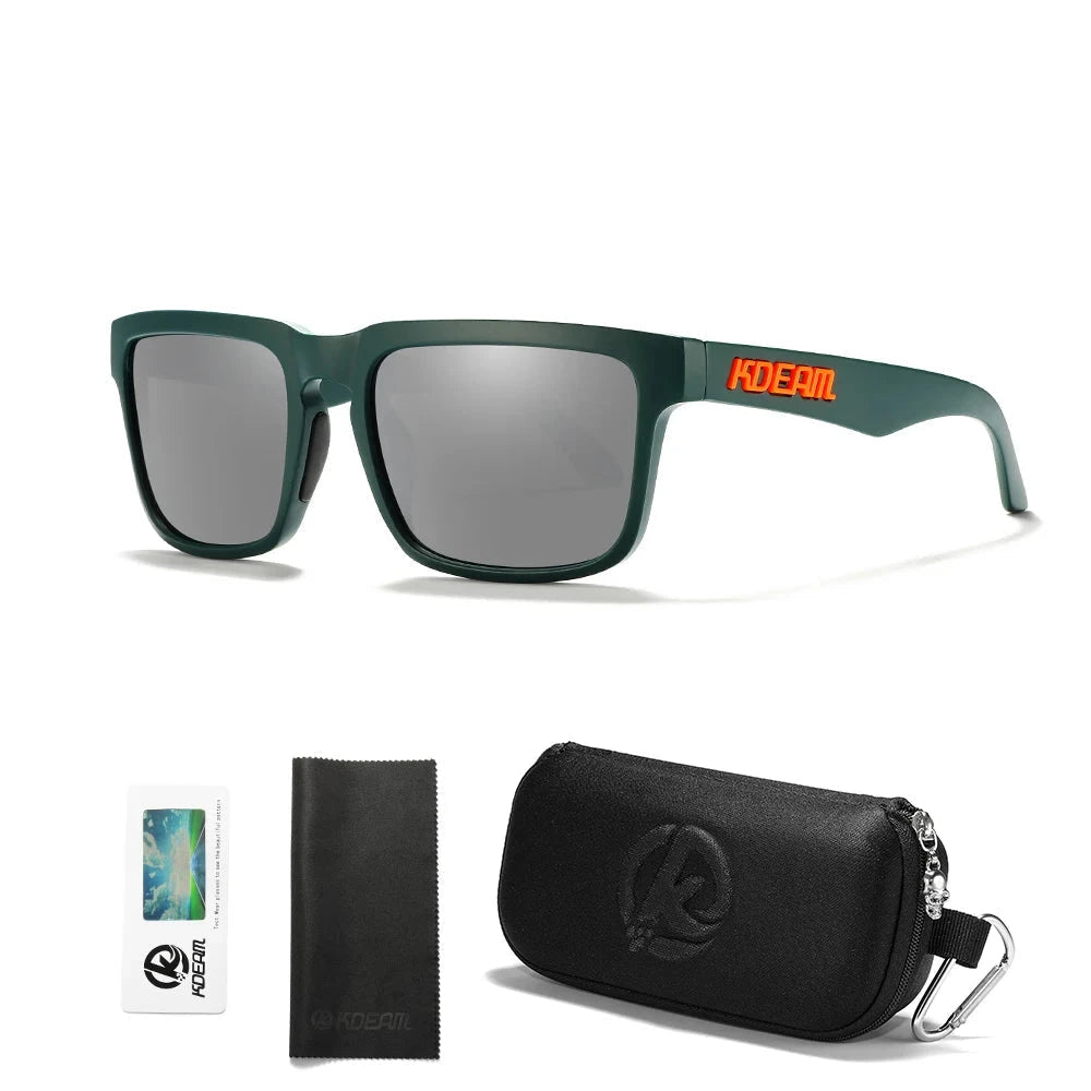 KDEAM Men's Polarized Sunglasses Square Casual Outdoors Sun Glasses Women Unisex Sunglass For Couple With Zipper Case Blue Wolf Store C44 smoky gray