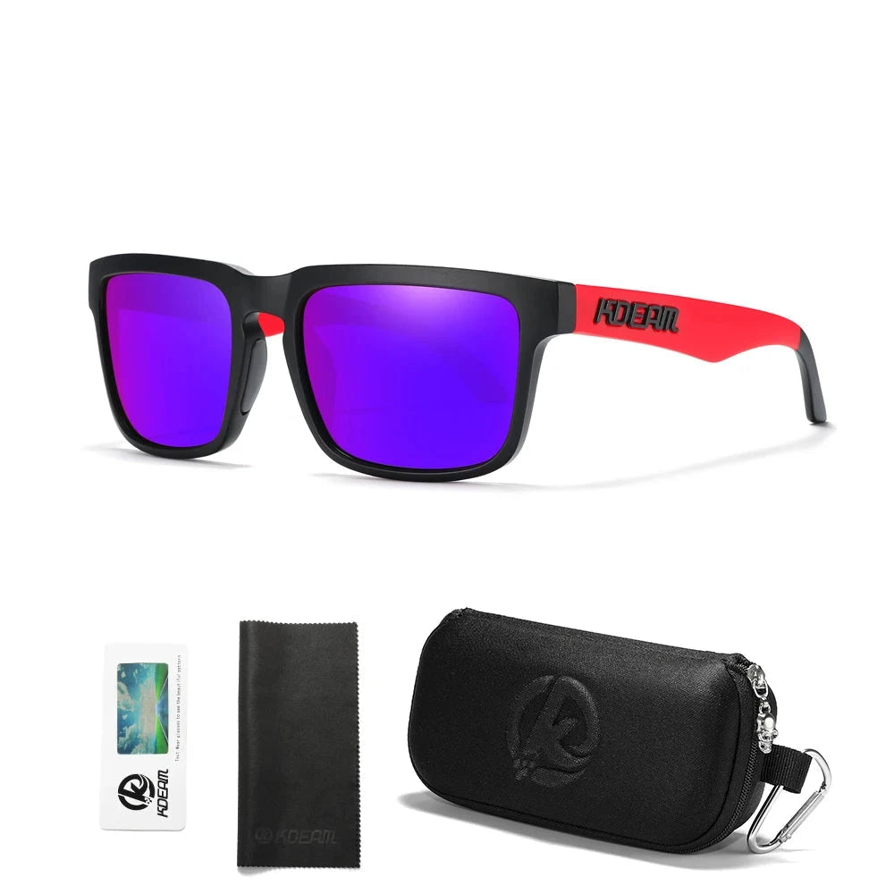 KDEAM Men's Polarized Sunglasses Square Casual Outdoors Sun Glasses Women Unisex Sunglass For Couple With Zipper Case Blue Wolf Store C45 mirror blue