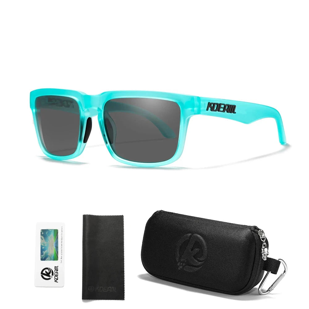 KDEAM Men's Polarized Sunglasses Square Casual Outdoors Sun Glasses Women Unisex Sunglass For Couple With Zipper Case Blue Wolf Store C46 black