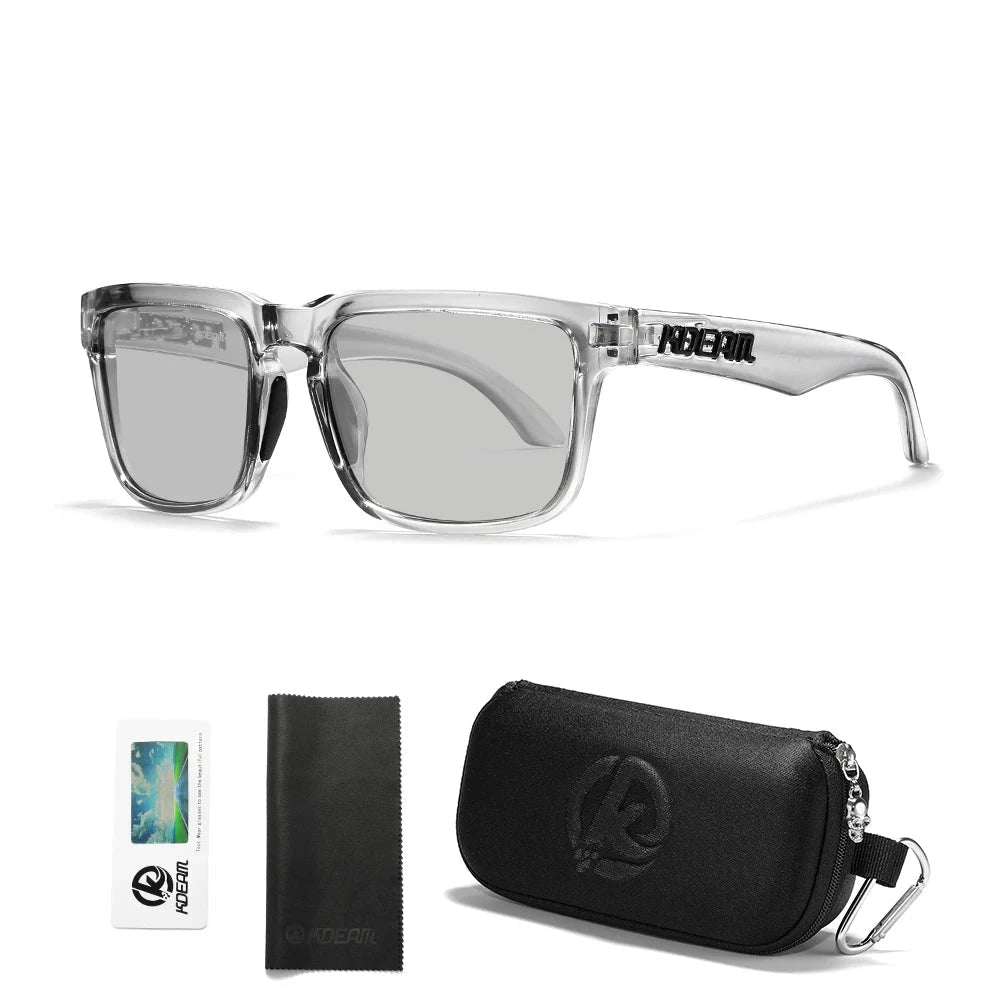 KDEAM Men's Polarized Sunglasses Square Casual Outdoors Sun Glasses Women Unisex Sunglass For Couple With Zipper Case Blue Wolf Store C52 photochromic