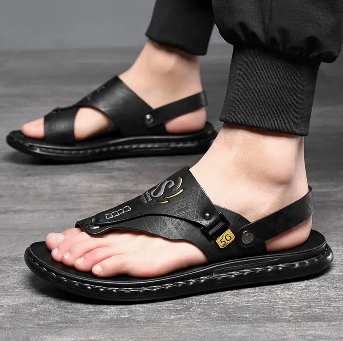 Lucian Leather Grip Sandals Men’s Non-Slip Lucian Vibes Sandals Blue Wolf Store