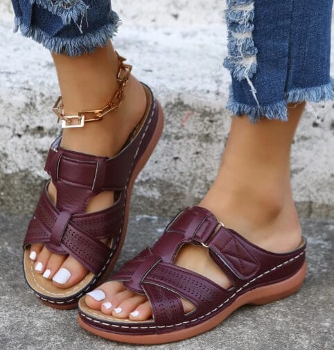 Luna Straps Women's Sandals in Vintage Leather Women's Shoes Blue Wolf Store Wine red US 6 / UK 3.5 / EU 36