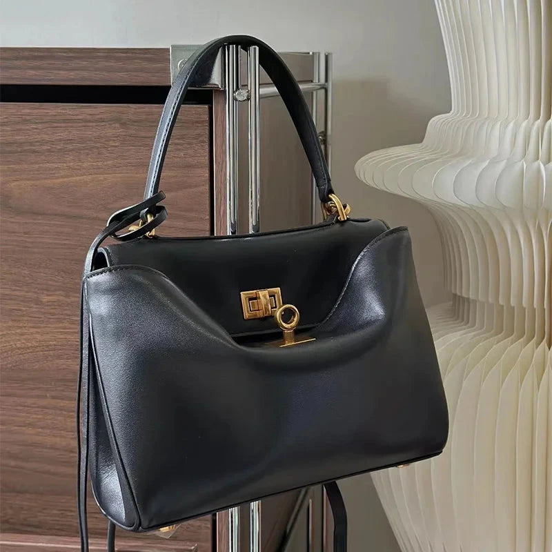 Luxury Brand Women Messenger Bags Genuine Leather Brown Suede Hand Held Totes Gold Buckle Women Shoulder Bags Lady Trend Satchel Blue Wolf Store Black gold S
