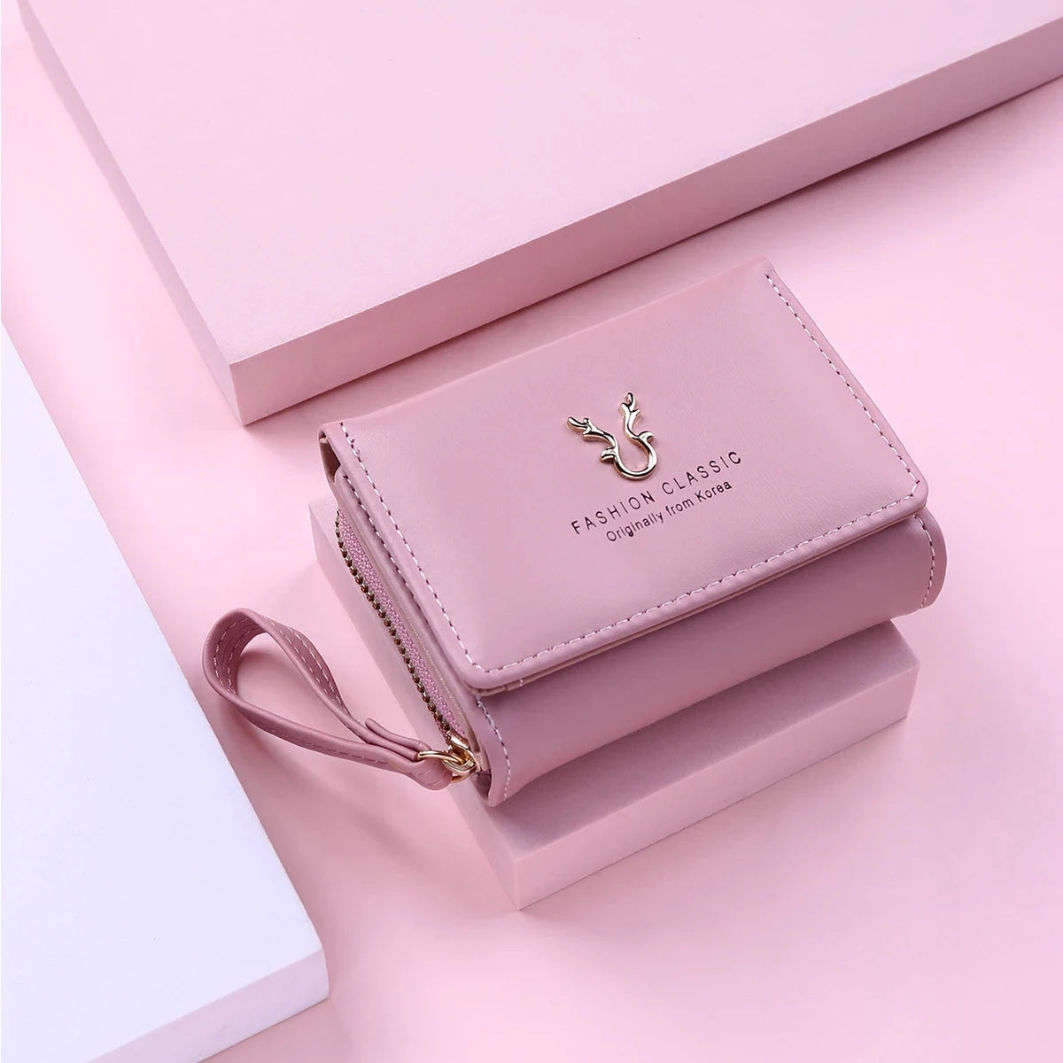 Luxury Brand Women's Small Wallet Female Card Holder Short Wallets with Coin Purse for Woman Ladies PU Leather Hasp Mini Clutch Blue Wolf Store Pink