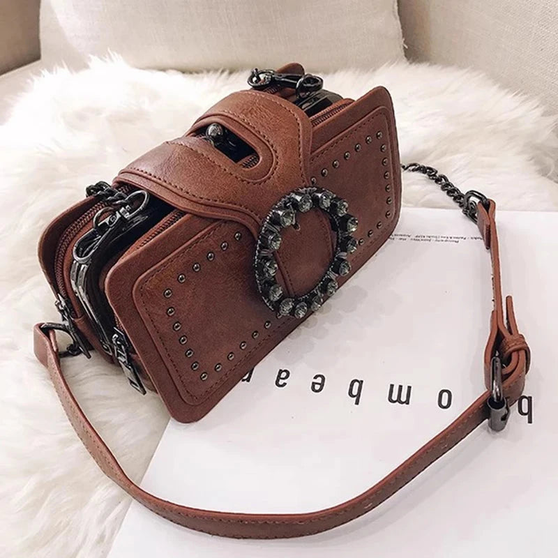 Luxury Handbags For Women Luxury Diamonds Crossbody Bags Vintage Square Bag Tote Casual Brand PU Leather Handbag Ladies Bag Blue Wolf Store