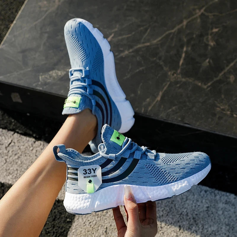 Men Casual Sneakers Summer Breathable Sport Shoes Lightweight Outdoor Mesh Running Shoes Athletic Jogging Tenis Walking Shoes Blue Wolf Store