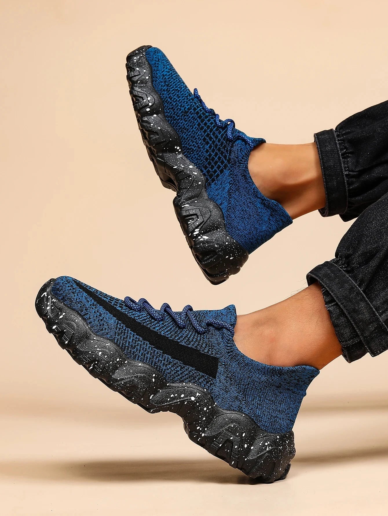 Men's breathable running shoes fly woven mesh elastic socks and shoes in summer Blue Wolf Store