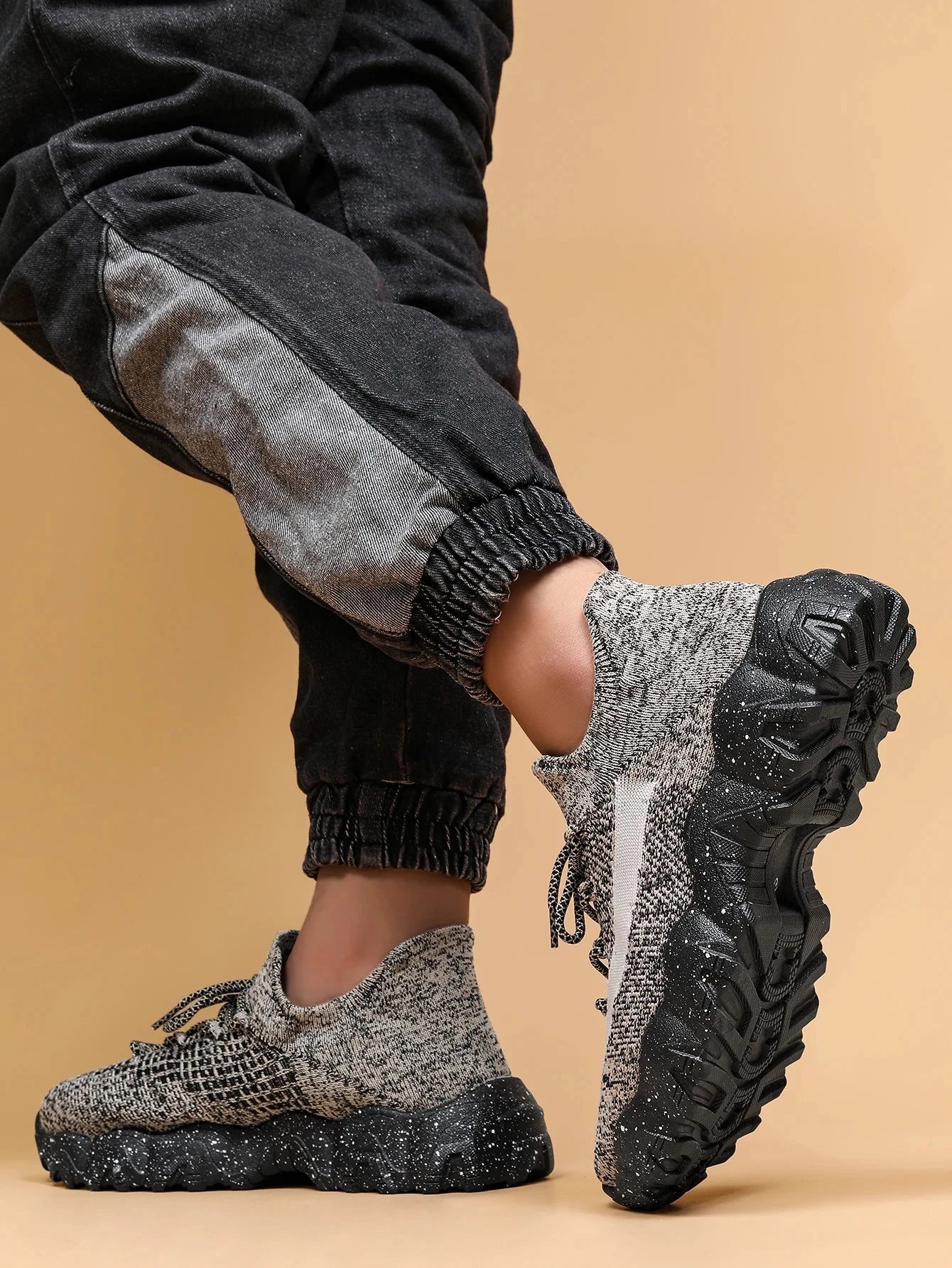 Men's breathable running shoes fly woven mesh elastic socks and shoes in summer Blue Wolf Store