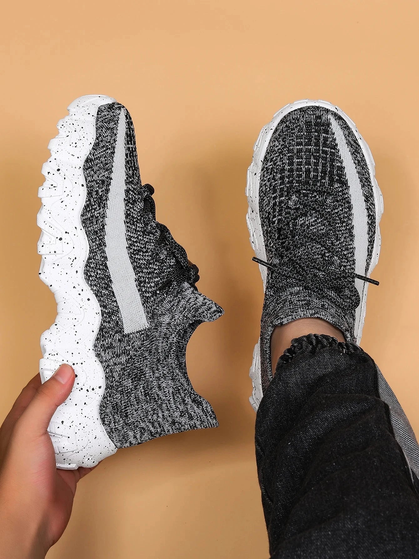 Men's breathable running shoes fly woven mesh elastic socks and shoes in summer Blue Wolf Store