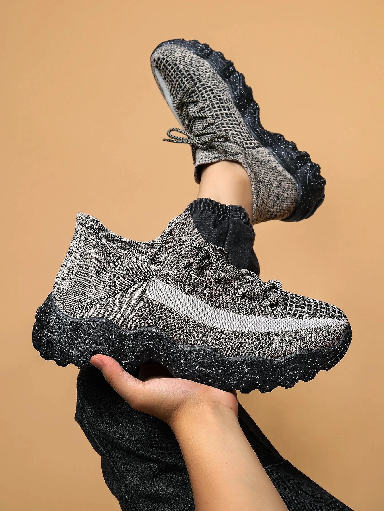 Men's breathable running shoes fly woven mesh elastic socks and shoes in summer Blue Wolf Store