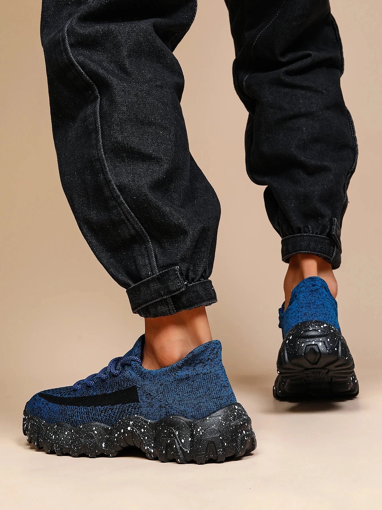 Men's breathable running shoes fly woven mesh elastic socks and shoes in summer Blue Wolf Store
