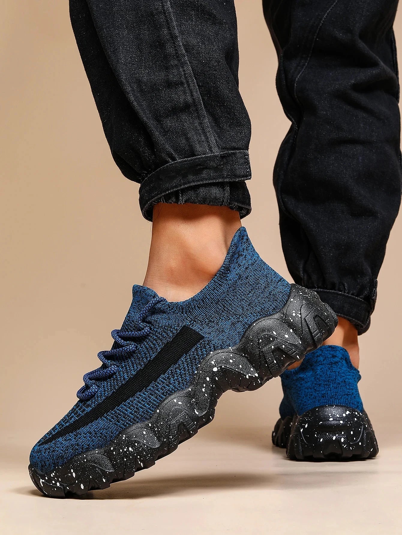 Men's breathable running shoes fly woven mesh elastic socks and shoes in summer Blue Wolf Store