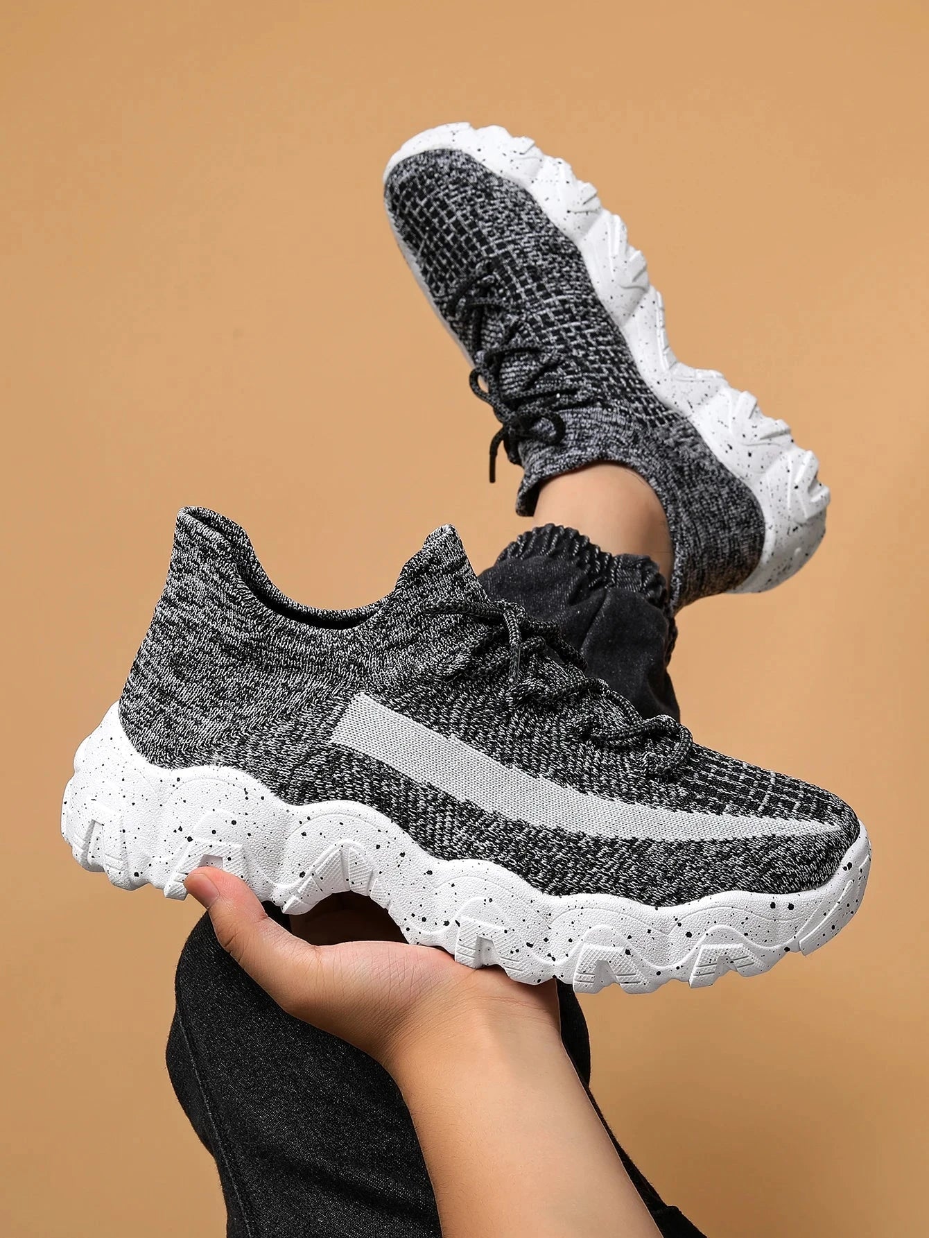 Men's breathable running shoes fly woven mesh elastic socks and shoes in summer Blue Wolf Store