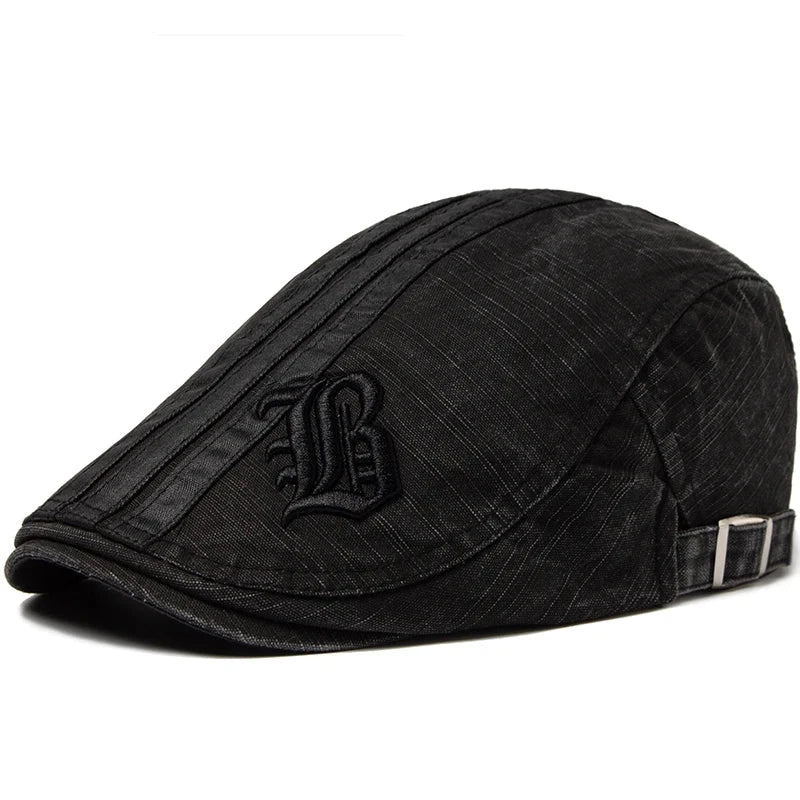 Men's Fashion Embroidered Beret Men's Fashion Embroidered Beret Blue Wolf Store Black