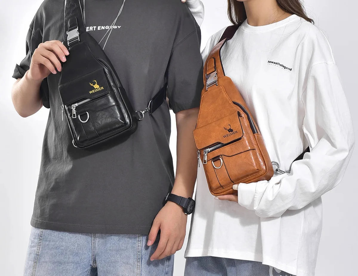 Men's Phoenix Leather Crossbody Bag Blue Wolf Store