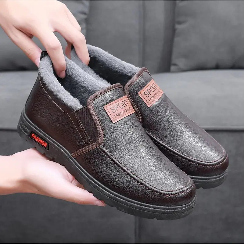 Men's Plush-Lined Leather Shoes Men's Plush-Lined Leather Shoes Blue Wolf Store