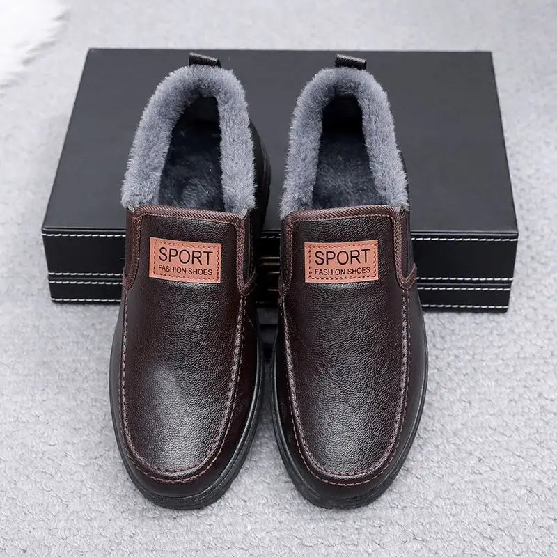 Men's Plush-Lined Leather Shoes Men's Plush-Lined Leather Shoes Blue Wolf Store