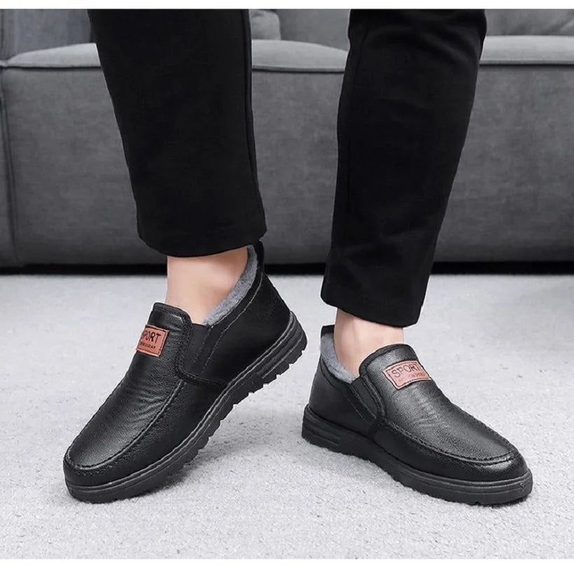 Men's Plush-Lined Leather Shoes Men's Plush-Lined Leather Shoes Blue Wolf Store