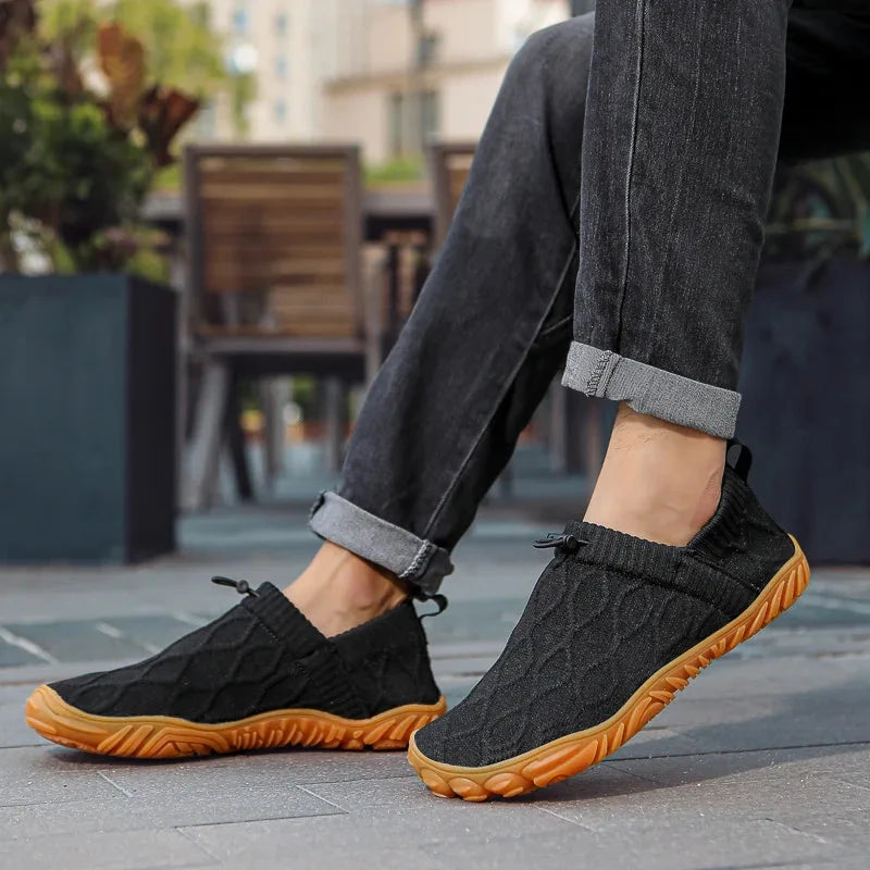Minimalist Men's Barefoot Shoes Anti Slip Breathable Knitting Walking Shoes for Men Wear-resistant Lightweight Running Sneakers Blue Wolf Store