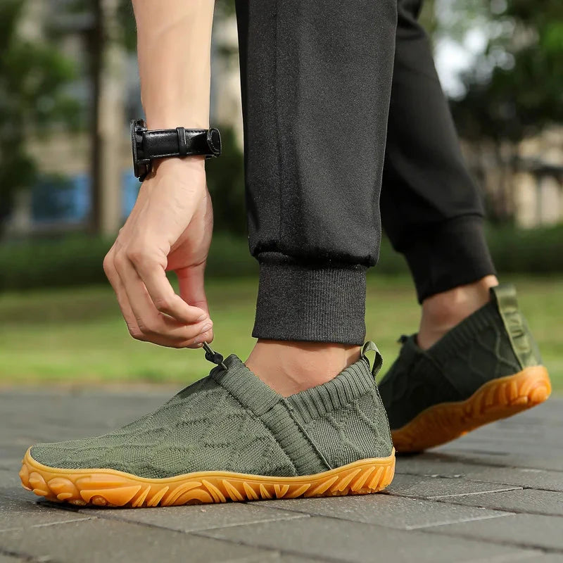 Minimalist Men's Barefoot Shoes Anti Slip Breathable Knitting Walking Shoes for Men Wear-resistant Lightweight Running Sneakers Blue Wolf Store