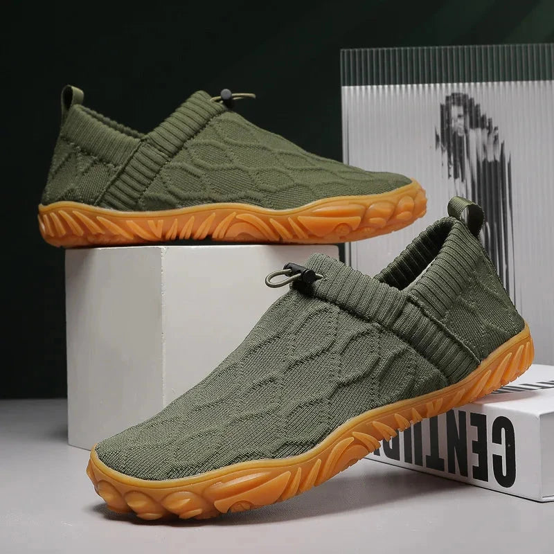 Minimalist Men's Barefoot Shoes Anti Slip Breathable Knitting Walking Shoes for Men Wear-resistant Lightweight Running Sneakers Blue Wolf Store Army Green 41