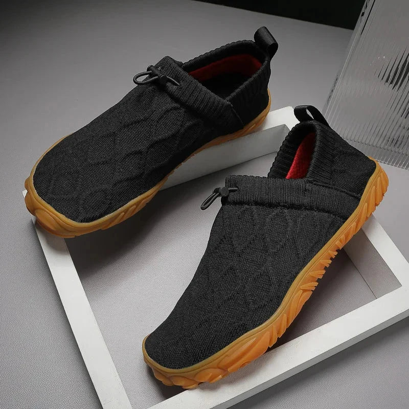 Minimalist Men's Barefoot Shoes Anti Slip Breathable Knitting Walking Shoes for Men Wear-resistant Lightweight Running Sneakers Blue Wolf Store Black 45
