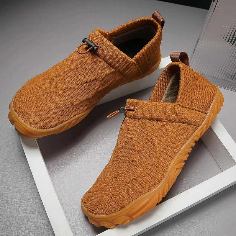 Minimalist Men's Barefoot Shoes Anti Slip Breathable Knitting Walking Shoes for Men Wear-resistant Lightweight Running Sneakers Blue Wolf Store Light tan 45
