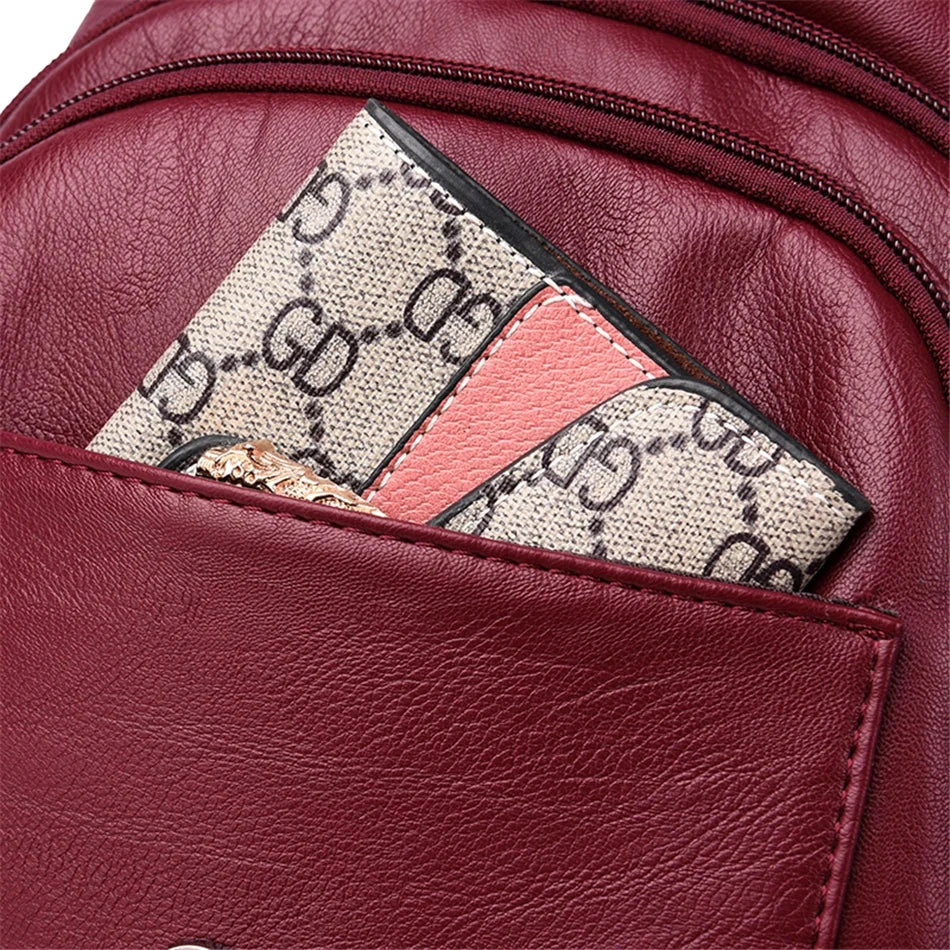 Multifunctional Women's Leather Backpack Allessa Blue Wolf Store