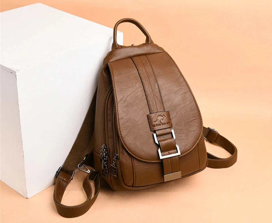 Multifunctional Women's Leather Backpack Allessa Blue Wolf Store