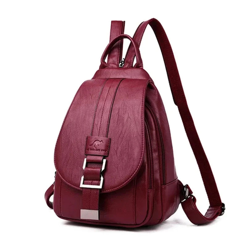 Multifunctional Women's Leather Backpack Allessa Blue Wolf Store Burgundy