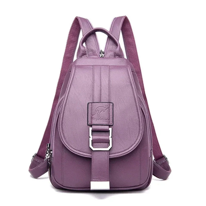 Multifunctional Women's Leather Backpack Allessa Blue Wolf Store Purple