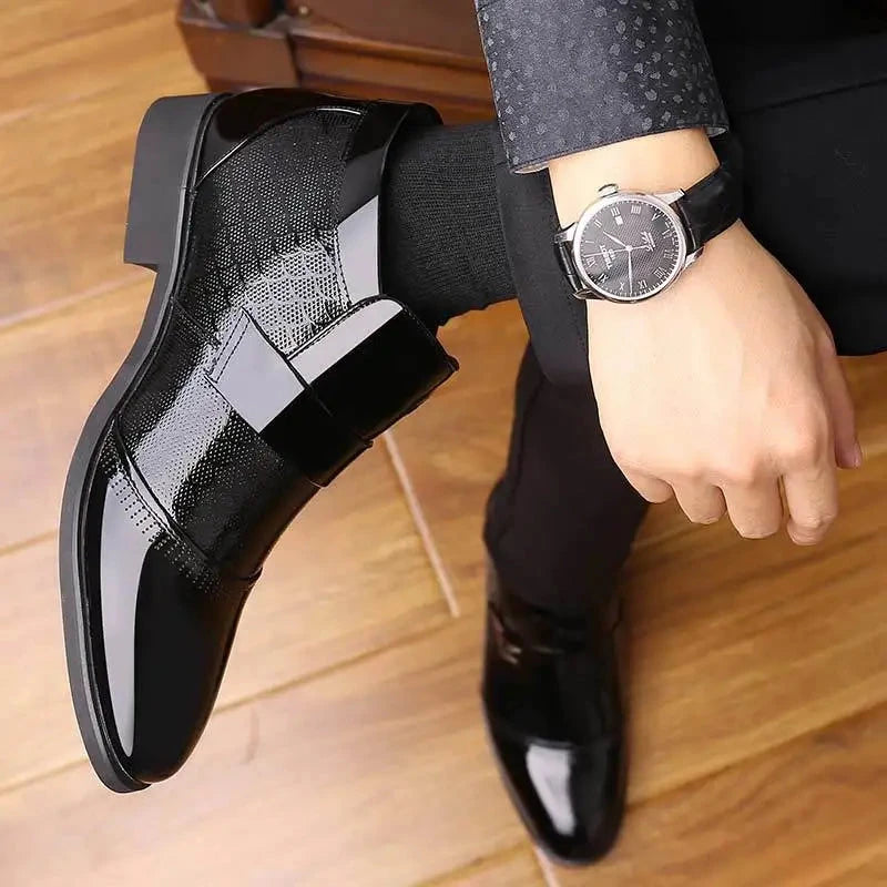 New Men Formal Shoes Leather Oxford Shoes For Men Dress Shoes Pointed Toe Business Wedding Shoes Velvet Men Zapatos De Hombre Blue Wolf Store