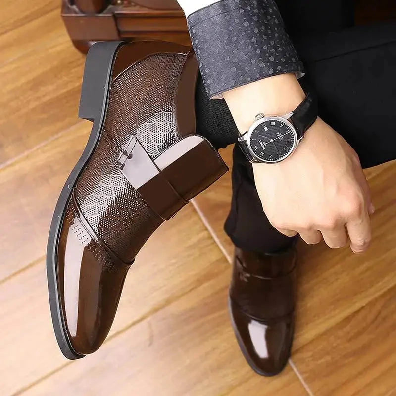 New Men Formal Shoes Leather Oxford Shoes For Men Dress Shoes Pointed Toe Business Wedding Shoes Velvet Men Zapatos De Hombre Blue Wolf Store