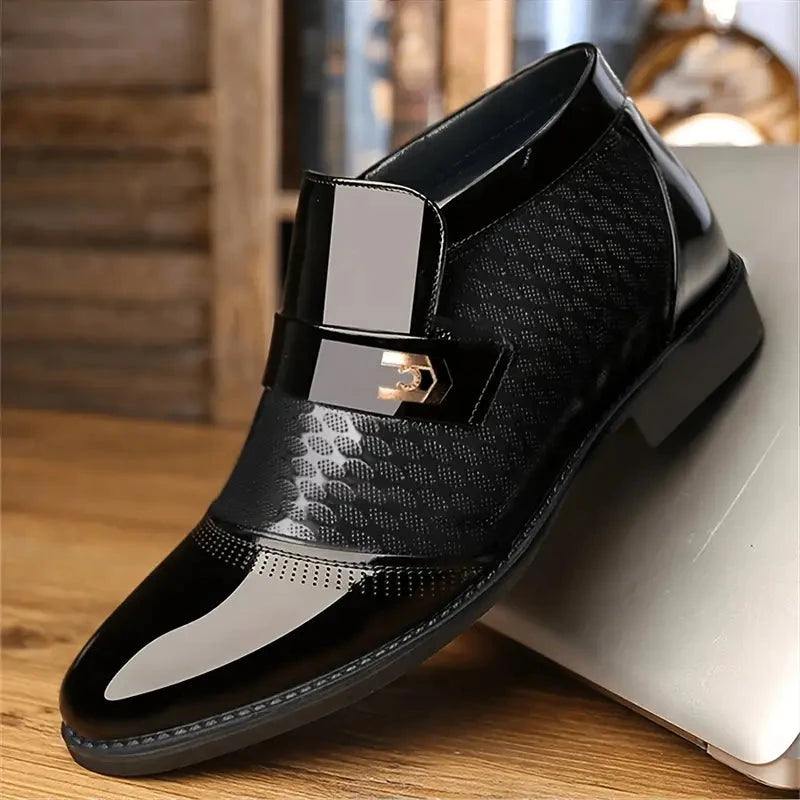 New Men Formal Shoes Leather Oxford Shoes For Men Dress Shoes Pointed Toe Business Wedding Shoes Velvet Men Zapatos De Hombre Blue Wolf Store Black 6.5