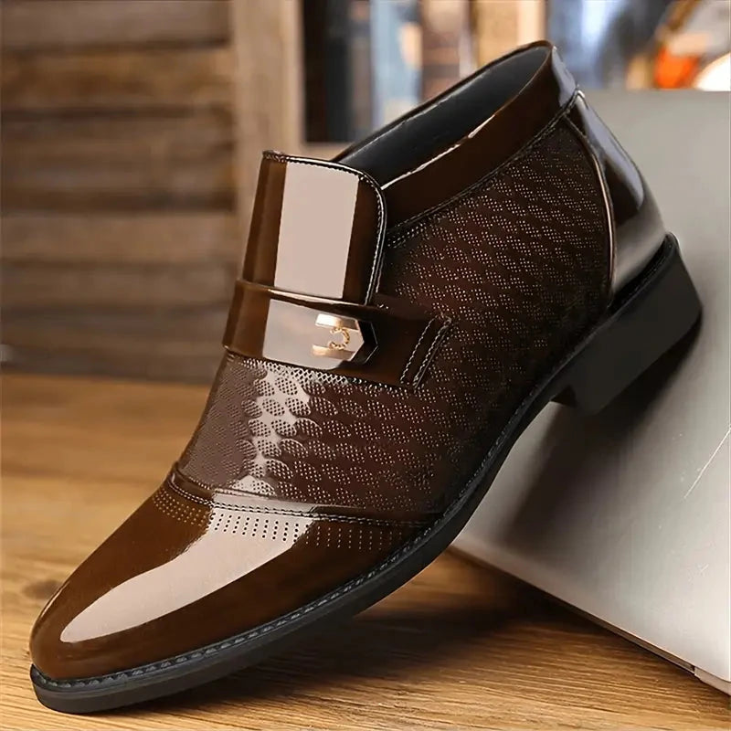 New Men Formal Shoes Leather Oxford Shoes For Men Dress Shoes Pointed Toe Business Wedding Shoes Velvet Men Zapatos De Hombre Blue Wolf Store Brown 6.5