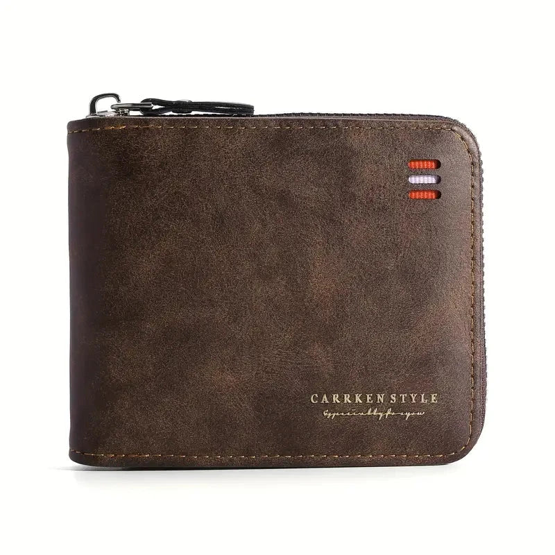 New Short Men Wallets Slim Classic Coin Pocket Photo Holder Small Male Wallet Quality Card Holder Frosted Leather Men Purses Blue Wolf Store Dark Brown