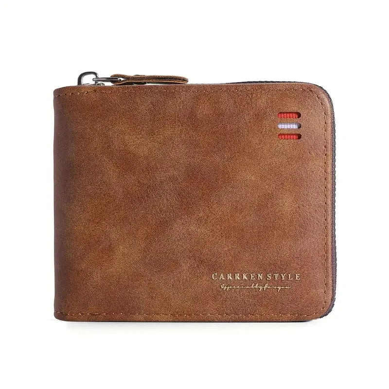 New Short Men Wallets Slim Classic Coin Pocket Photo Holder Small Male Wallet Quality Card Holder Frosted Leather Men Purses Blue Wolf Store Light Brown