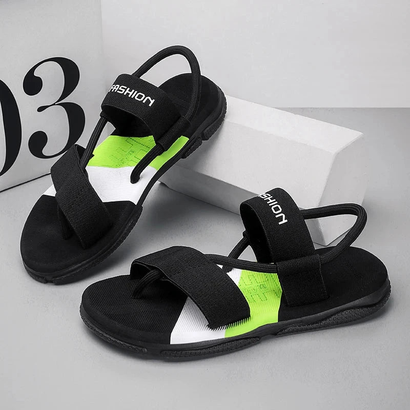 New Style Sandals For Men Men's Casual Slipper Beach Slip-on Wear-resistant Outdoor Sole Shoes Trendy All-match Male Footwear Blue Wolf Store