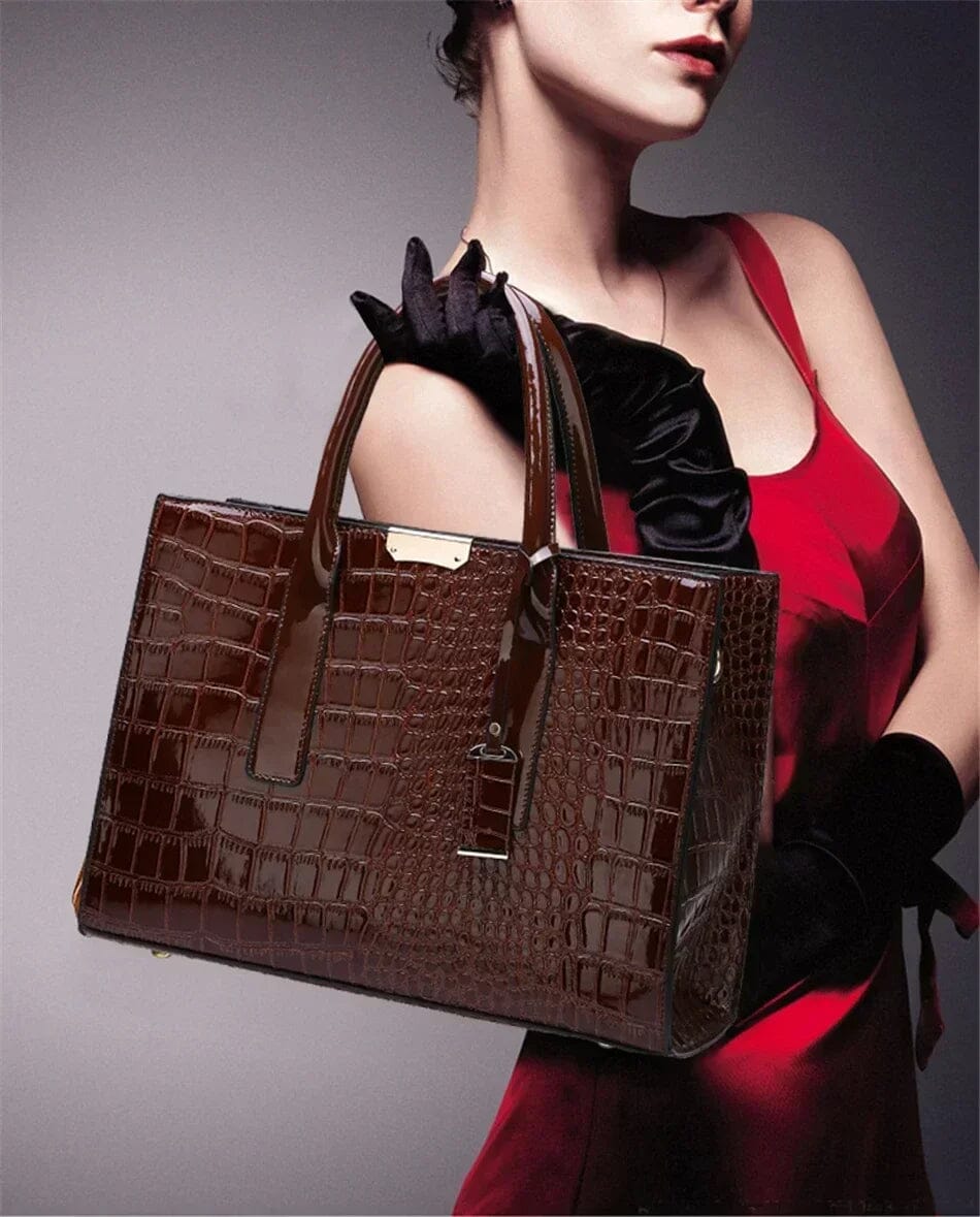 New York Crocodile Print Leather Women's Handbag New York Crocodile Print Leather Women's Handbag Blue Wolf Store
