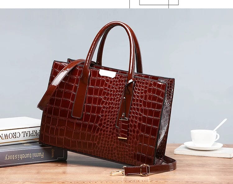 New York Crocodile Print Leather Women's Handbag New York Crocodile Print Leather Women's Handbag Blue Wolf Store