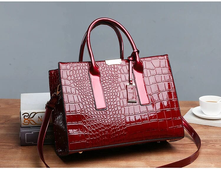 New York Crocodile Print Leather Women's Handbag New York Crocodile Print Leather Women's Handbag Blue Wolf Store