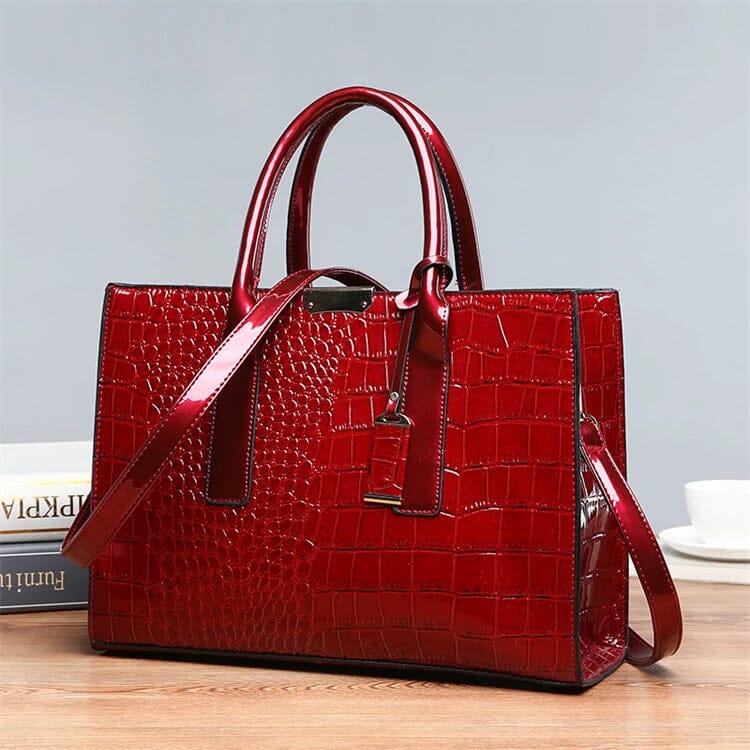 New York Crocodile Print Leather Women's Handbag New York Crocodile Print Leather Women's Handbag Blue Wolf Store